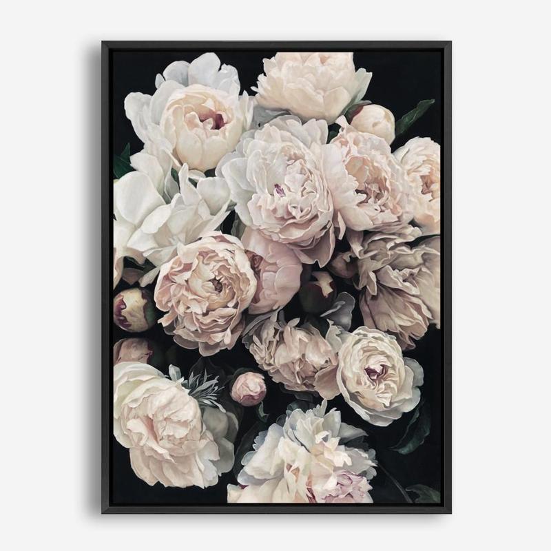 Shop Dark Blooms I Canvas Print a floral themed painted framed canvas wall art print from The Print Emporium artwork collection - Buy Australian made fine art painting style stretched canvas prints for the home and your interior decor space, TPE-322-CA-35X46-NF