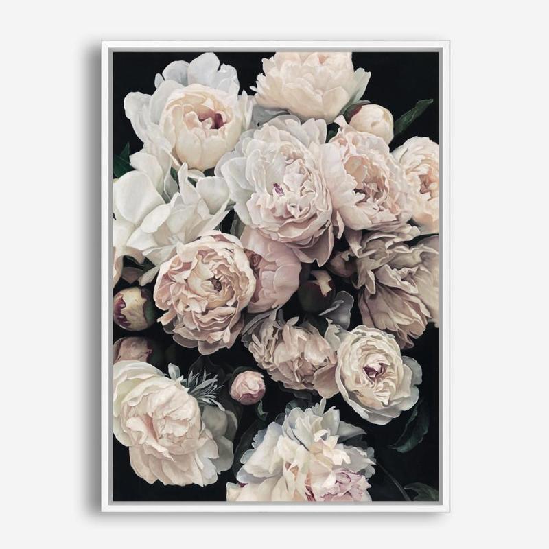 Shop Dark Blooms I Canvas Print a floral themed painted framed canvas wall art print from The Print Emporium artwork collection - Buy Australian made fine art painting style stretched canvas prints for the home and your interior decor space, TPE-322-CA-35X46-NF