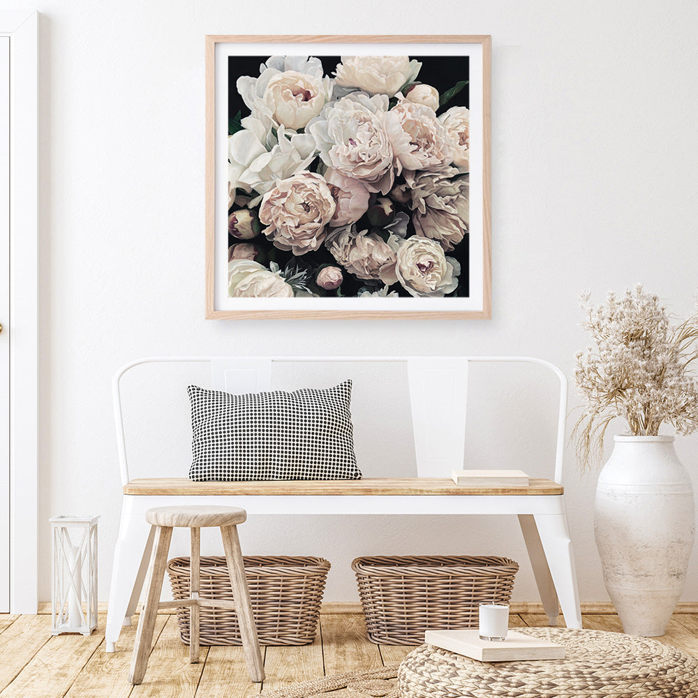 Shop Dark Blooms I (Square) Art Print a floral themed painted wall art print from The Print Emporium wall artwork collection - Buy Australian made fine art painting style poster and framed prints for the home and your interior decor room, TPE-362-AP