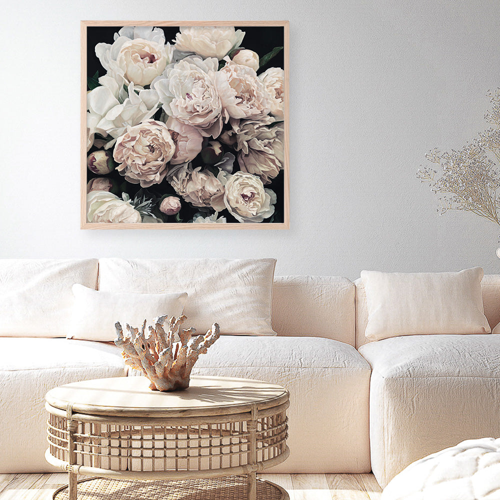 Shop Dark Blooms I (Square) Art Print a floral themed painted wall art print from The Print Emporium wall artwork collection - Buy Australian made fine art painting style poster and framed prints for the home and your interior decor room, TPE-362-AP