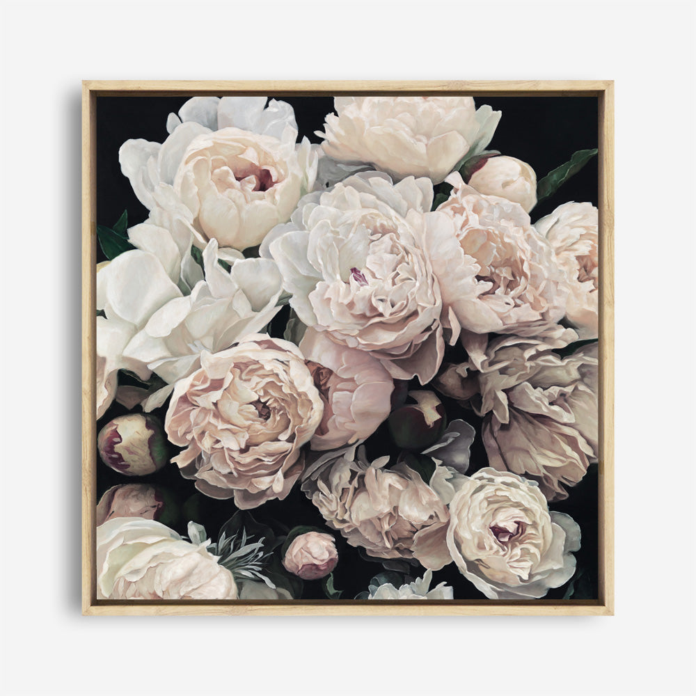 Shop Dark Blooms I (Square) Canvas Print a floral themed painted framed canvas wall art print from The Print Emporium artwork collection - Buy Australian made fine art painting style stretched canvas prints for the home and your interior decor space, TPE-362-CA-40X40-NF
