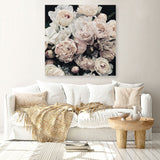 Shop Dark Blooms I (Square) Canvas Print a floral themed painted framed canvas wall art print from The Print Emporium artwork collection - Buy Australian made fine art painting style stretched canvas prints for the home and your interior decor space, TPE-362-CA-40X40-NF
