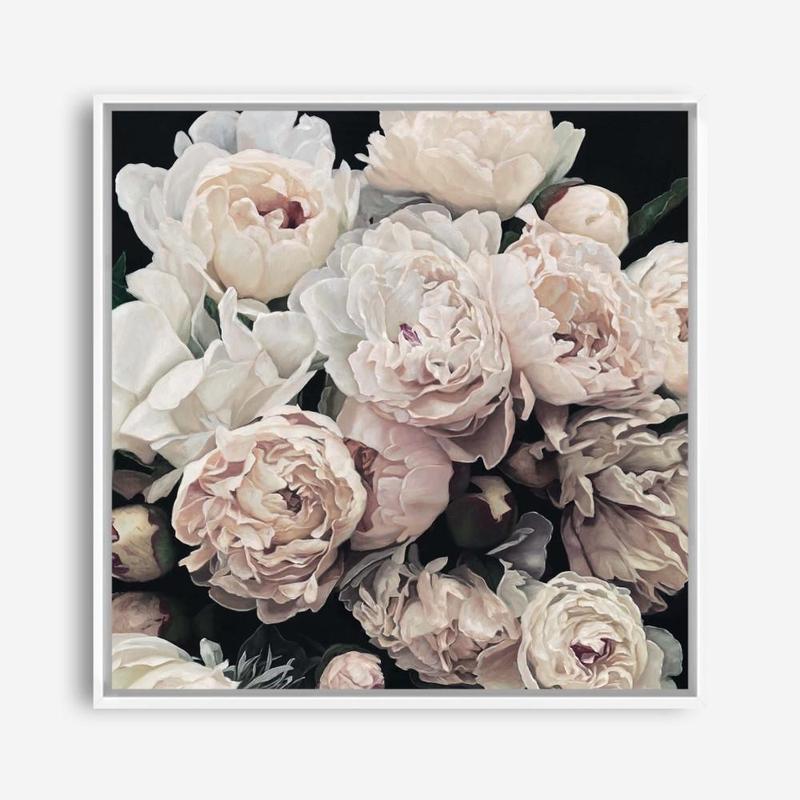 Shop Dark Blooms I (Square) Canvas Print a floral themed painted framed canvas wall art print from The Print Emporium artwork collection - Buy Australian made fine art painting style stretched canvas prints for the home and your interior decor space, TPE-362-CA-40X40-NF