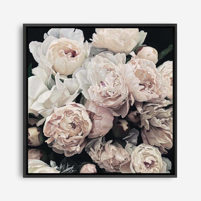Shop Dark Blooms I (Square) Canvas Print a floral themed painted framed canvas wall art print from The Print Emporium artwork collection - Buy Australian made fine art painting style stretched canvas prints for the home and your interior decor space, TPE-362-CA-40X40-NF