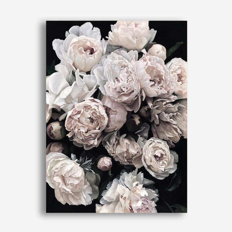 Shop Dark Blooms II Canvas Print a floral themed painted framed canvas wall art print from The Print Emporium artwork collection - Buy Australian made fine art painting style stretched canvas prints for the home and your interior decor space, TPE-348-CA-35X46-NF