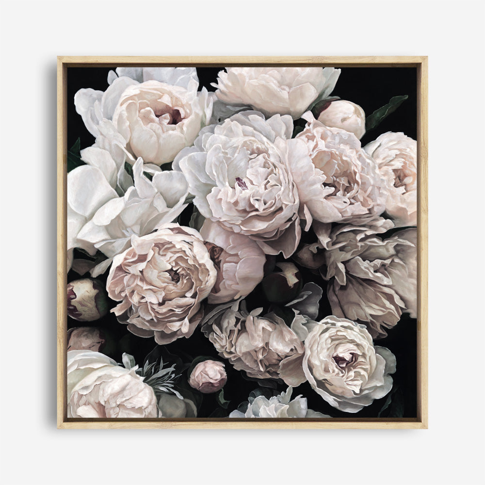 Shop Dark Blooms II (Square) Canvas Print a floral themed painted framed canvas wall art print from The Print Emporium artwork collection - Buy Australian made fine art painting style stretched canvas prints for the home and your interior decor space, TPE-363-CA-40X40-NF