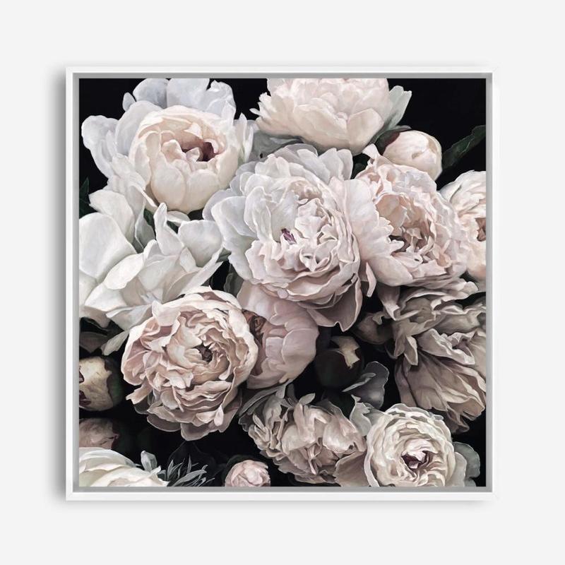 Shop Dark Blooms II (Square) Canvas Print a floral themed painted framed canvas wall art print from The Print Emporium artwork collection - Buy Australian made fine art painting style stretched canvas prints for the home and your interior decor space, TPE-363-CA-40X40-NF