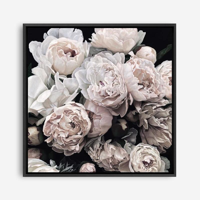 Shop Dark Blooms II (Square) Canvas Print a floral themed painted framed canvas wall art print from The Print Emporium artwork collection - Buy Australian made fine art painting style stretched canvas prints for the home and your interior decor space, TPE-363-CA-40X40-NF