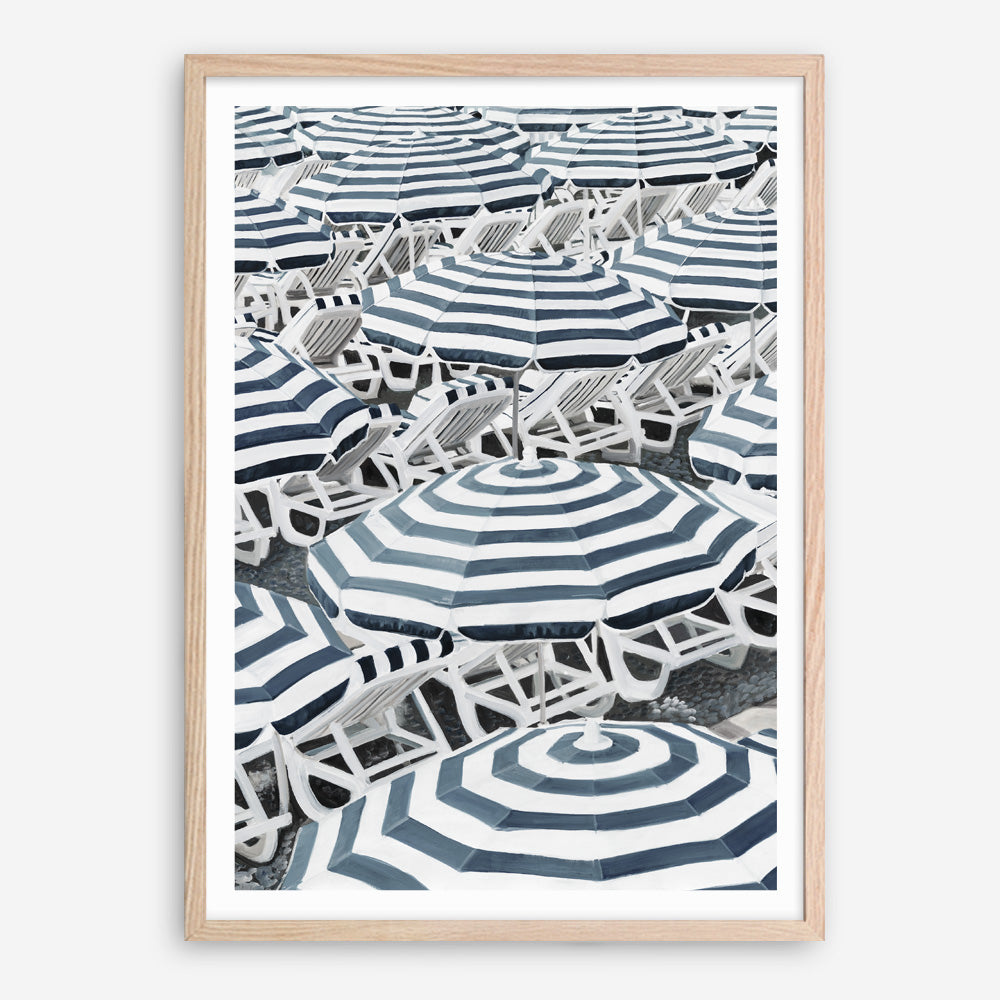 Shop Dark Blue Beach Umbrellas Art Print a coastal themed painted wall art print from The Print Emporium wall artwork collection - Buy Australian made fine art painting style poster and framed prints for the home and your interior decor room, TPE-473-AP