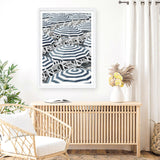 Shop Dark Blue Beach Umbrellas Art Print a coastal themed painted wall art print from The Print Emporium wall artwork collection - Buy Australian made fine art painting style poster and framed prints for the home and your interior decor room, TPE-473-AP