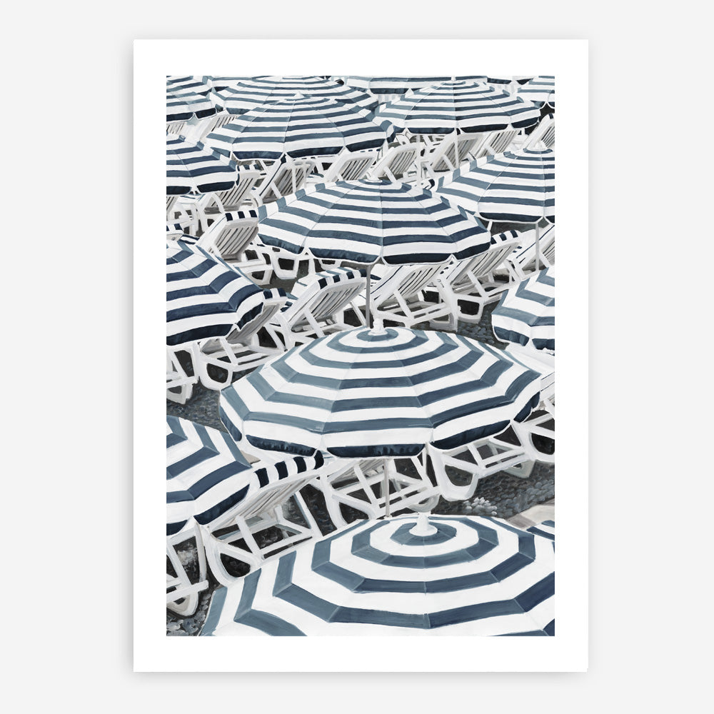 Shop Dark Blue Beach Umbrellas Art Print a coastal themed painted wall art print from The Print Emporium wall artwork collection - Buy Australian made fine art painting style poster and framed prints for the home and your interior decor room, TPE-473-AP