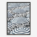 Shop Dark Blue Beach Umbrellas Art Print a coastal themed painted wall art print from The Print Emporium wall artwork collection - Buy Australian made fine art painting style poster and framed prints for the home and your interior decor room, TPE-473-AP