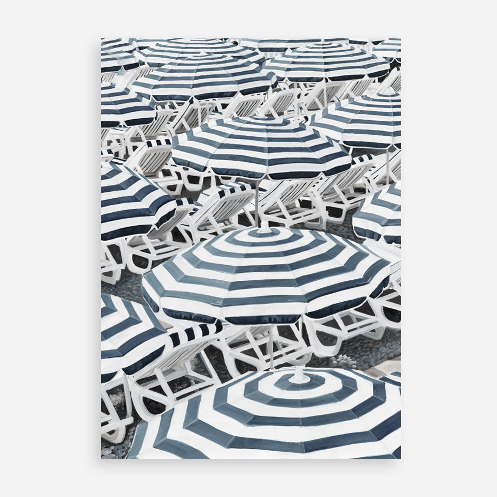 Shop Dark Blue Beach Umbrellas Art Print a coastal themed painted wall art print from The Print Emporium wall artwork collection - Buy Australian made fine art painting style poster and framed prints for the home and your interior decor room, TPE-473-AP