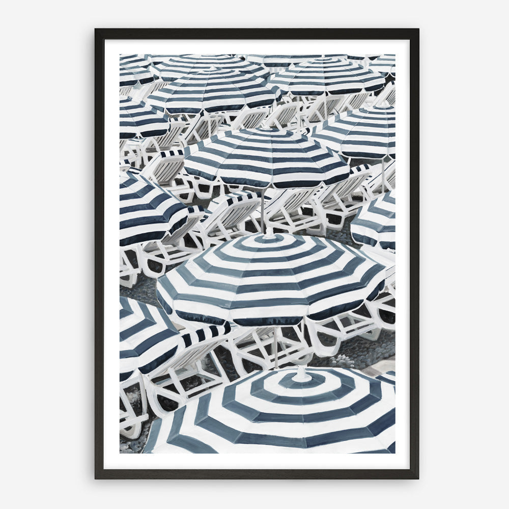 Shop Dark Blue Beach Umbrellas Art Print a coastal themed painted wall art print from The Print Emporium wall artwork collection - Buy Australian made fine art painting style poster and framed prints for the home and your interior decor room, TPE-473-AP