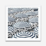 Shop Dark Blue Beach Umbrellas (Square) Art Print a coastal themed painted wall art print from The Print Emporium wall artwork collection - Buy Australian made fine art painting style poster and framed prints for the home and your interior decor room, TPE-434-AP