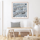 Shop Dark Blue Beach Umbrellas (Square) Art Print a coastal themed painted wall art print from The Print Emporium wall artwork collection - Buy Australian made fine art painting style poster and framed prints for the home and your interior decor room, TPE-434-AP