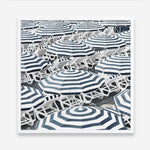 Shop Dark Blue Beach Umbrellas (Square) Art Print a coastal themed painted wall art print from The Print Emporium wall artwork collection - Buy Australian made fine art painting style poster and framed prints for the home and your interior decor room, TPE-434-AP