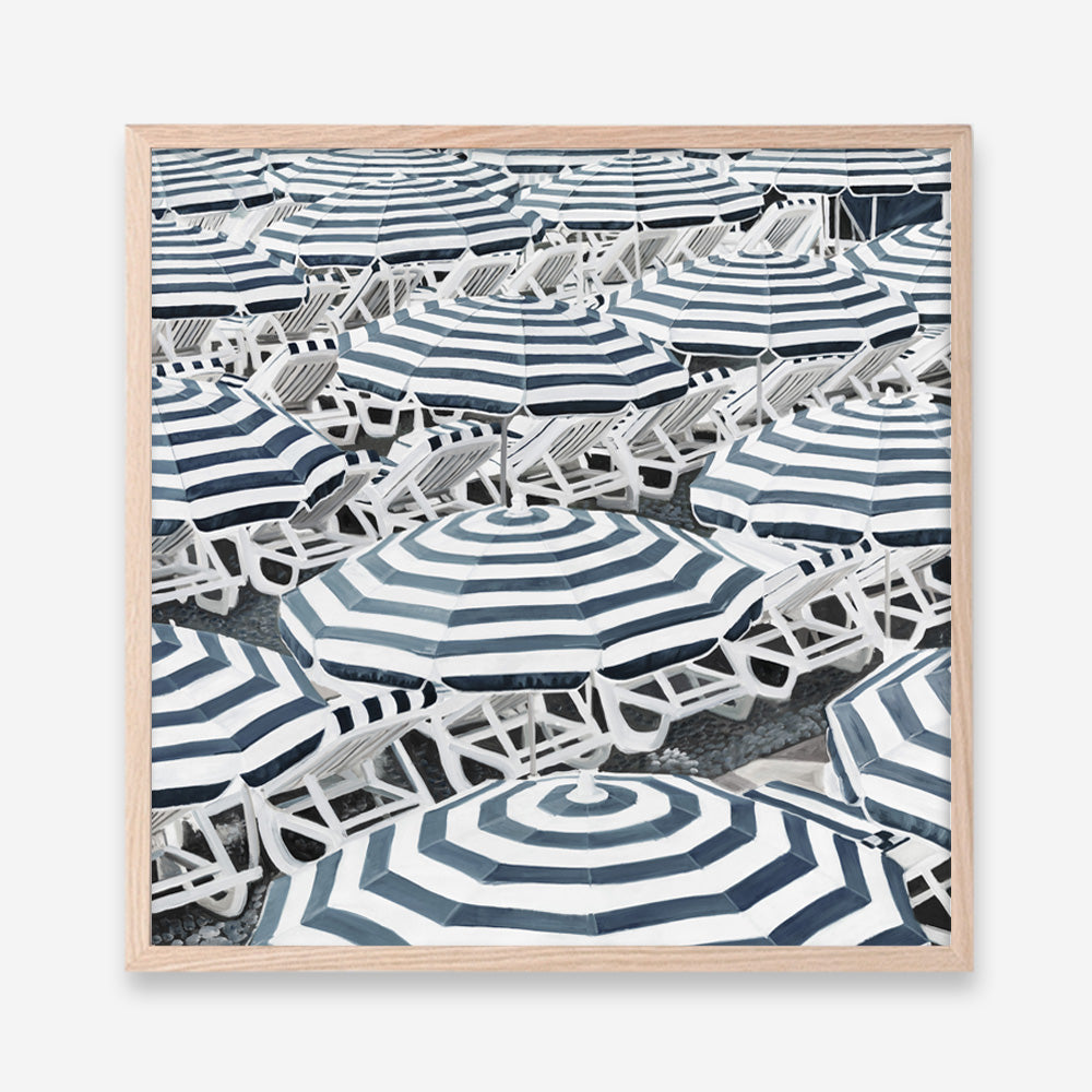 Shop Dark Blue Beach Umbrellas (Square) Art Print a coastal themed painted wall art print from The Print Emporium wall artwork collection - Buy Australian made fine art painting style poster and framed prints for the home and your interior decor room, TPE-434-AP