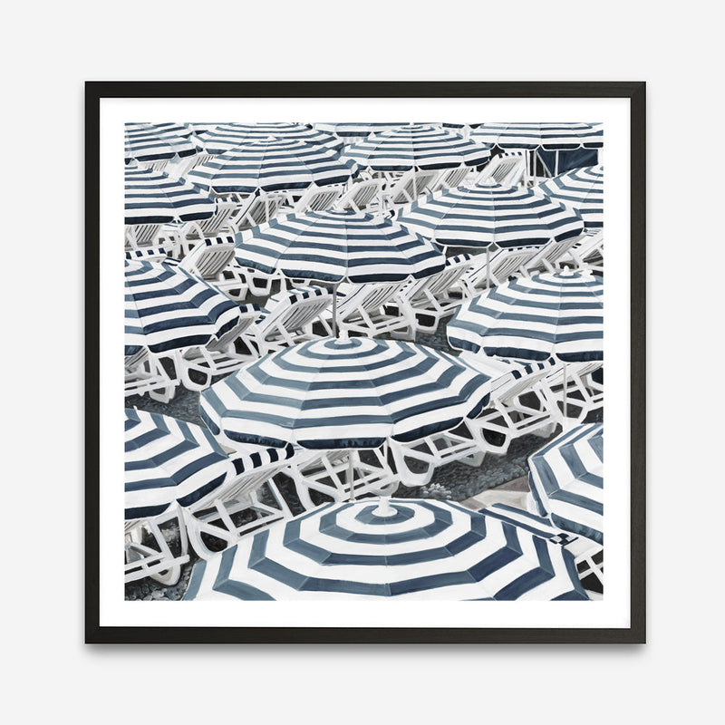 Shop Dark Blue Beach Umbrellas (Square) Art Print a coastal themed painted wall art print from The Print Emporium wall artwork collection - Buy Australian made fine art painting style poster and framed prints for the home and your interior decor room, TPE-434-AP