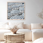 Shop Dark Blue Beach Umbrellas (Square) Art Print a coastal themed painted wall art print from The Print Emporium wall artwork collection - Buy Australian made fine art painting style poster and framed prints for the home and your interior decor room, TPE-434-AP