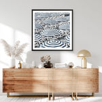 Shop Dark Blue Beach Umbrellas (Square) Art Print a coastal themed painted wall art print from The Print Emporium wall artwork collection - Buy Australian made fine art painting style poster and framed prints for the home and your interior decor room, TPE-434-AP