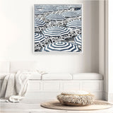 Shop Dark Blue Beach Umbrellas (Square) Canvas Print a coastal themed painted framed canvas wall art print from The Print Emporium artwork collection - Buy Australian made fine art painting style stretched canvas prints for the home and your interior decor space, TPE-434-CA-40X40-NF