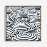 Shop Dark Blue Beach Umbrellas (Square) Canvas Print a coastal themed painted framed canvas wall art print from The Print Emporium artwork collection - Buy Australian made fine art painting style stretched canvas prints for the home and your interior decor space, TPE-434-CA-40X40-NF