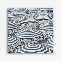 Shop Dark Blue Beach Umbrellas (Square) Canvas Print a coastal themed painted framed canvas wall art print from The Print Emporium artwork collection - Buy Australian made fine art painting style stretched canvas prints for the home and your interior decor space, TPE-434-CA-40X40-NF