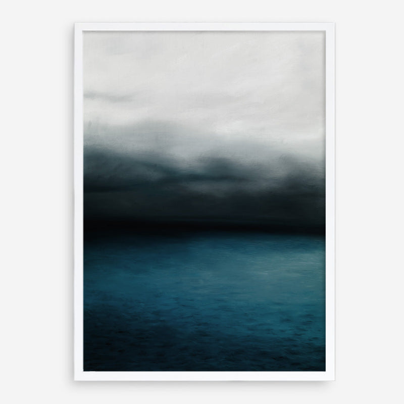 Shop Dark Horizon Art Print a teal aqua abstract coastal themed painted wall art print from The Print Emporium wall artwork collection - Buy Australian made fine art painting style poster and framed prints for the home and your interior decor room, TPE-046-AP