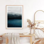 Shop Dark Horizon Art Print a teal aqua abstract coastal themed painted wall art print from The Print Emporium wall artwork collection - Buy Australian made fine art painting style poster and framed prints for the home and your interior decor room, TPE-046-AP