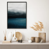 Shop Dark Horizon Art Print a teal aqua abstract coastal themed painted wall art print from The Print Emporium wall artwork collection - Buy Australian made fine art painting style poster and framed prints for the home and your interior decor room, TPE-046-AP