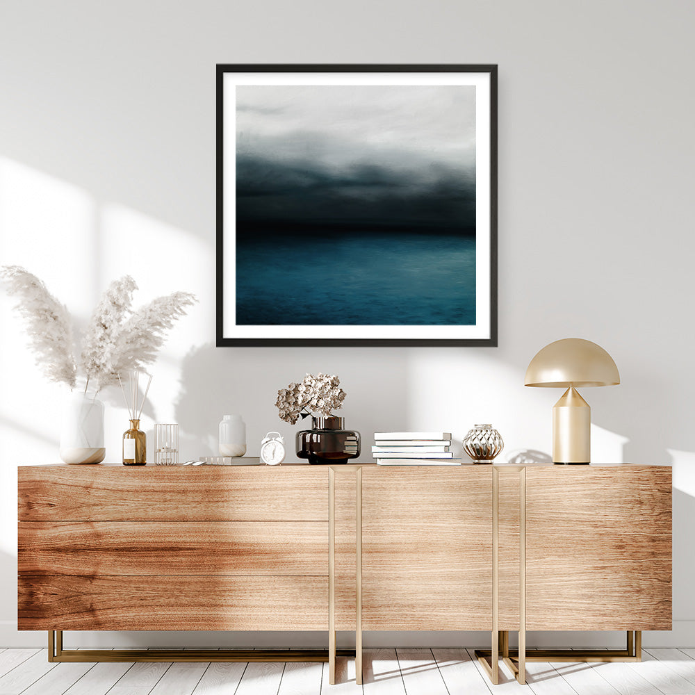 Shop Dark Horizon (Square) Art Print a coastal themed painted wall art print from The Print Emporium wall artwork collection - Buy Australian made fine art painting style poster and framed prints for the home and your interior decor room, TPE-070-AP