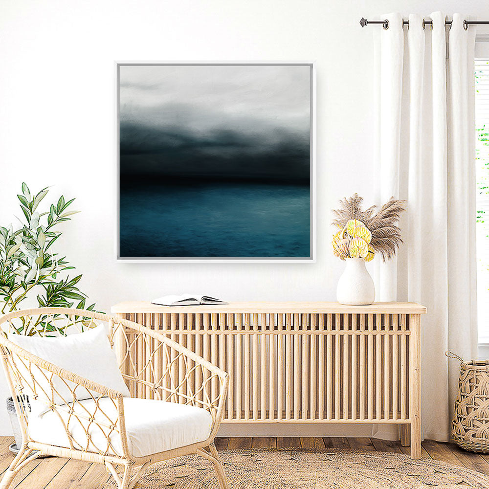 Shop Dark Horizon (Square) Canvas Print a coastal themed painted framed canvas wall art print from The Print Emporium artwork collection - Buy Australian made fine art painting style stretched canvas prints for the home and your interior decor space, TPE-070-CA-40X40-NF