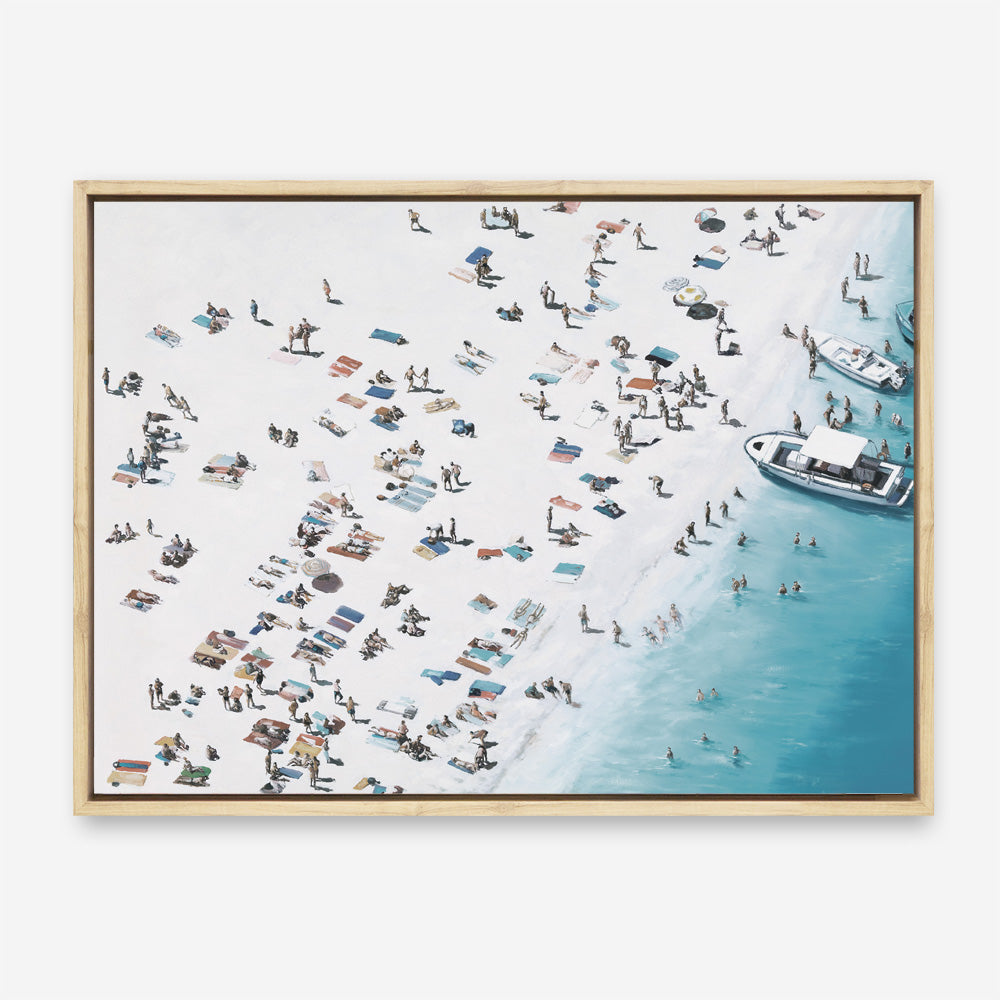 Shop Day At The Beach (lighter) Canvas Print a coastal themed painted framed canvas wall art print from The Print Emporium artwork collection - Buy Australian made fine art painting style stretched canvas prints for the home and your interior decor space, TPE-034A-CA-35X46-NF