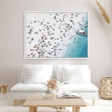 Shop Day At The Beach (lighter) Canvas Print a coastal themed painted framed canvas wall art print from The Print Emporium artwork collection - Buy Australian made fine art painting style stretched canvas prints for the home and your interior decor space, TPE-034A-CA-35X46-NF