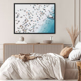 Shop Day At The Beach (lighter) Canvas Print a coastal themed painted framed canvas wall art print from The Print Emporium artwork collection - Buy Australian made fine art painting style stretched canvas prints for the home and your interior decor space, TPE-034A-CA-35X46-NF