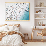 Shop Day At The Beach (lighter) Canvas Print a coastal themed painted framed canvas wall art print from The Print Emporium artwork collection - Buy Australian made fine art painting style stretched canvas prints for the home and your interior decor space, TPE-034A-CA-35X46-NF
