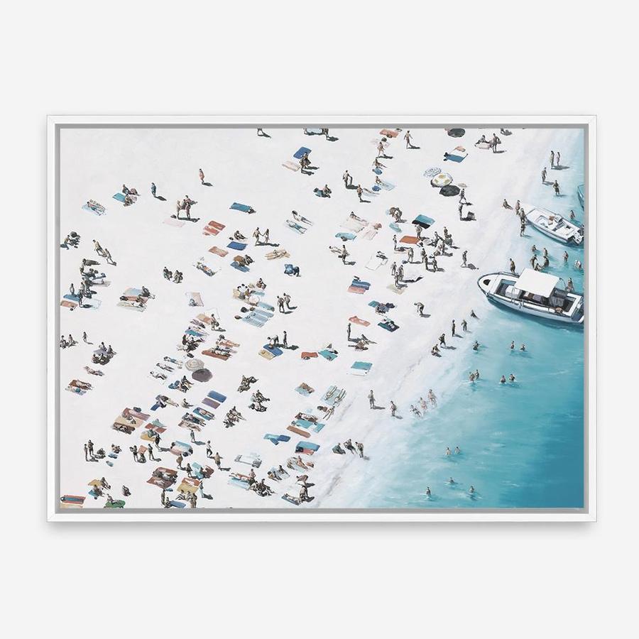 Shop Day At The Beach (lighter) Canvas Print a coastal themed painted framed canvas wall art print from The Print Emporium artwork collection - Buy Australian made fine art painting style stretched canvas prints for the home and your interior decor space, TPE-034A-CA-35X46-NF