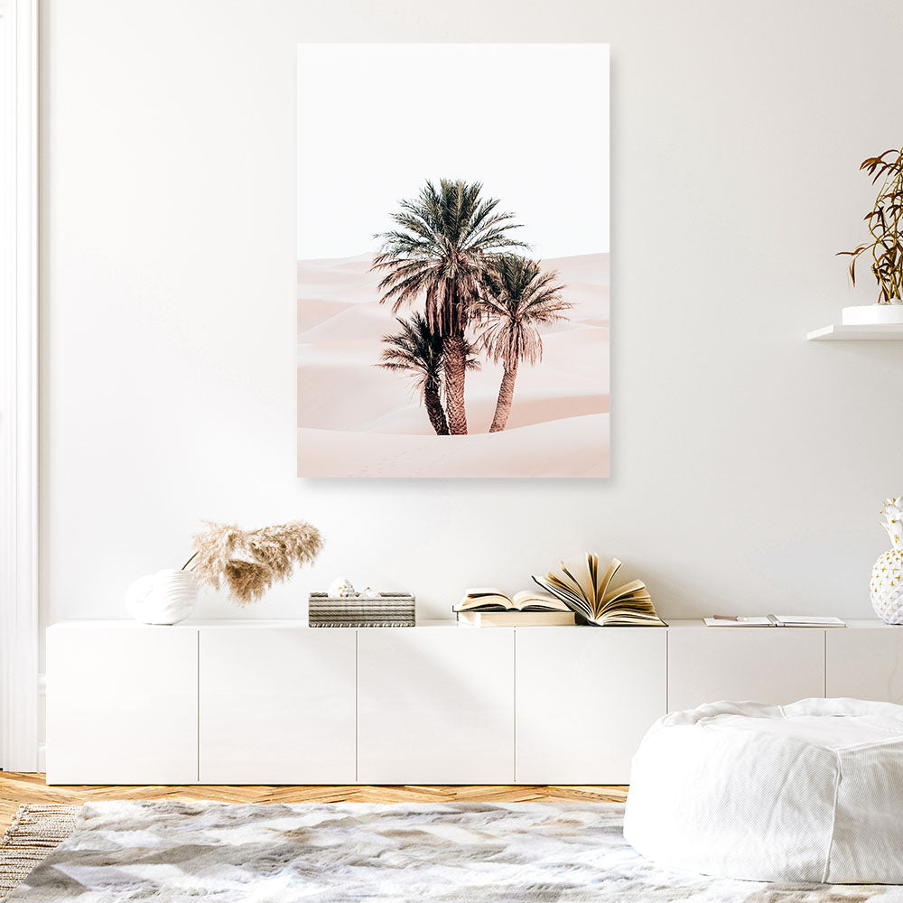 Shop Desert Palms II Photo Canvas Print a Moroccan desert boho themed photography framed stretched canvas print from The Print Emporium wall artwork collection - Buy Australian made prints for the home and your interior decor space, TPE-1294-CA-35X46-NF