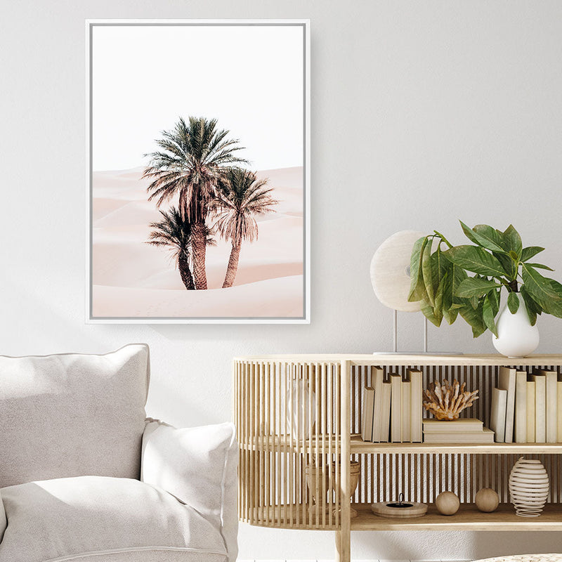 Shop Desert Palms II Photo Canvas Print a Moroccan desert boho themed photography framed stretched canvas print from The Print Emporium wall artwork collection - Buy Australian made prints for the home and your interior decor space, TPE-1294-CA-35X46-NF