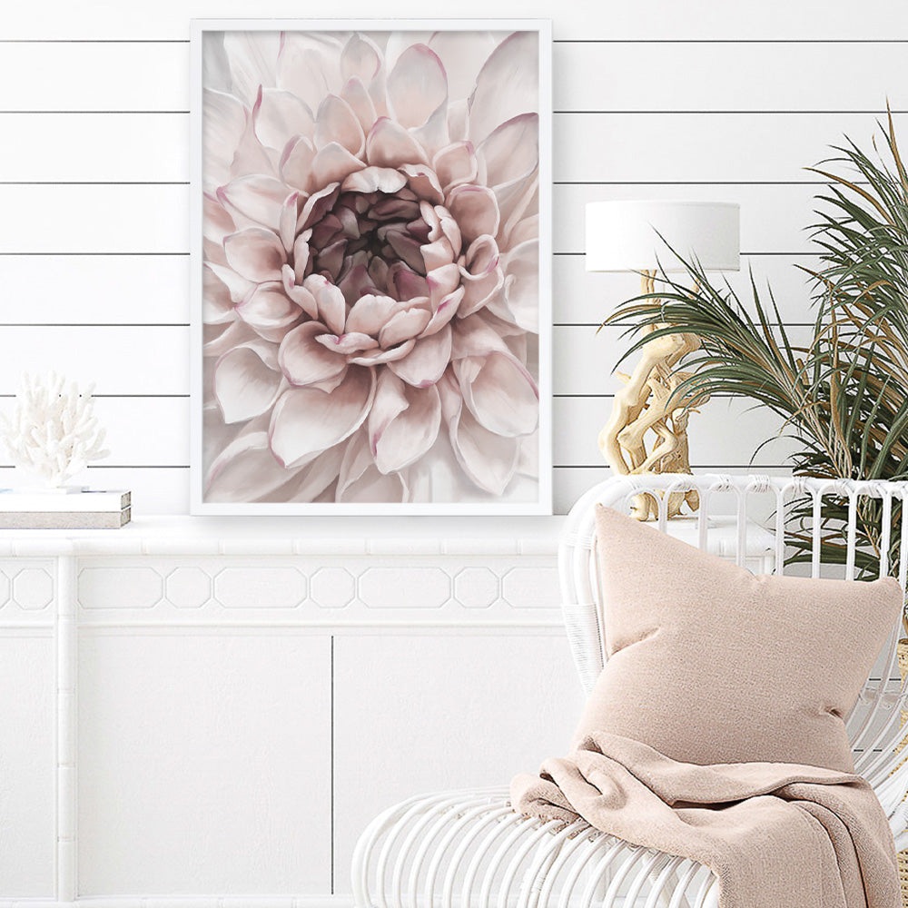 Shop Divine Dahlia II Art Print a floral themed painted wall art print from The Print Emporium wall artwork collection - Buy Australian made fine art painting style poster and framed prints for the home and your interior decor room, TPE-491-AP