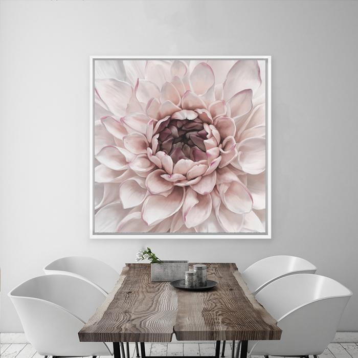 Shop Divine Dahlia II (Square) Canvas Print a floral themed painted framed canvas wall art print from The Print Emporium artwork collection - Buy Australian made fine art painting style stretched canvas prints for the home and your interior decor space, TPE-492-CA-40X40-NF