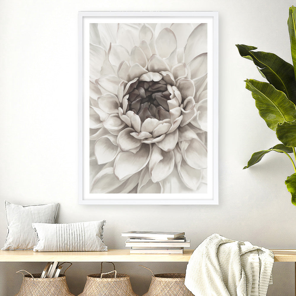Shop Divine Dahlia III Art Print a floral themed painted wall art print from The Print Emporium wall artwork collection - Buy Australian made fine art painting style poster and framed prints for the home and your interior decor room, TPE-494-AP