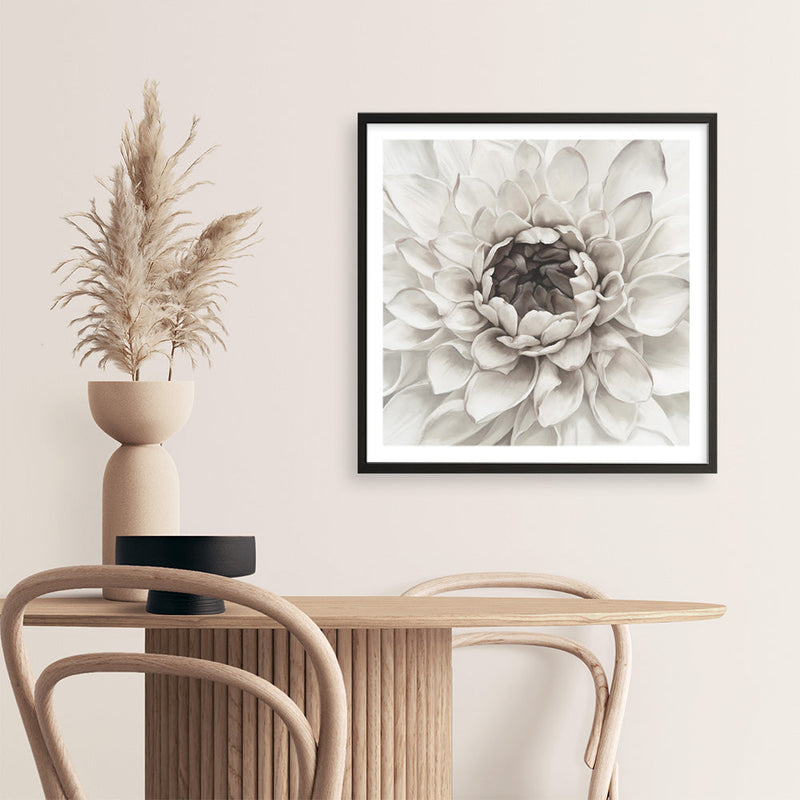 Shop Divine Dahlia III (Square) Art Print a floral themed painted wall art print from The Print Emporium wall artwork collection - Buy Australian made fine art painting style poster and framed prints for the home and your interior decor room, TPE-493-AP