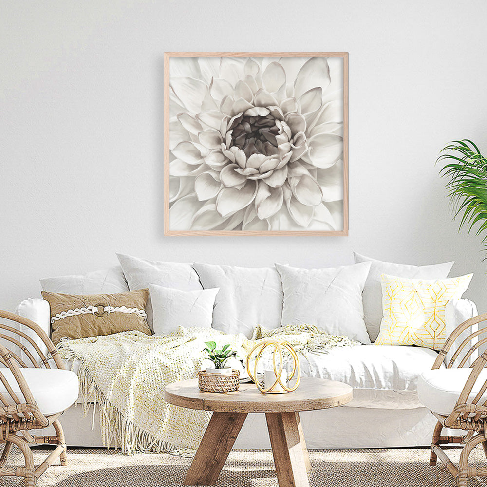 Shop Divine Dahlia III (Square) Art Print a floral themed painted wall art print from The Print Emporium wall artwork collection - Buy Australian made fine art painting style poster and framed prints for the home and your interior decor room, TPE-493-AP
