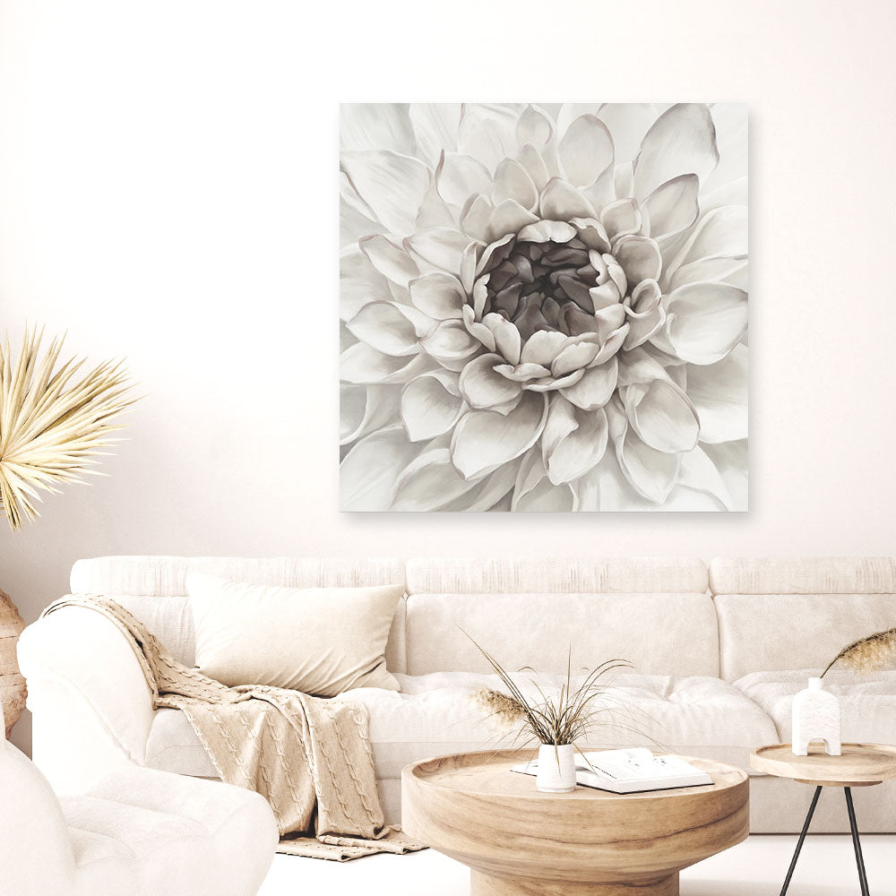 Shop Divine Dahlia III (Square) Canvas Print a floral themed painted framed canvas wall art print from The Print Emporium artwork collection - Buy Australian made fine art painting style stretched canvas prints for the home and your interior decor space, TPE-493-CA-40X40-NF