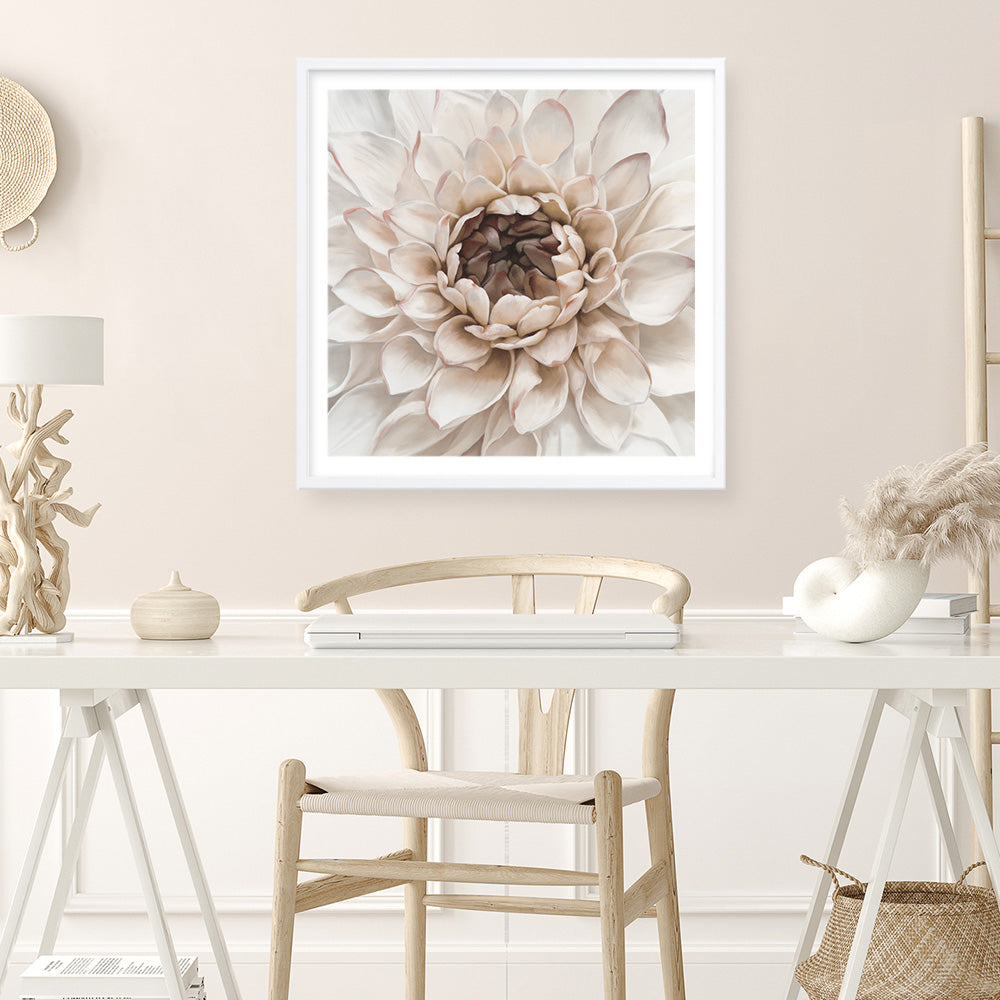 Shop Divine Dahlia IV (Square) Art Print a floral themed painted wall art print from The Print Emporium wall artwork collection - Buy Australian made fine art painting style poster and framed prints for the home and your interior decor room, TPE-496-AP