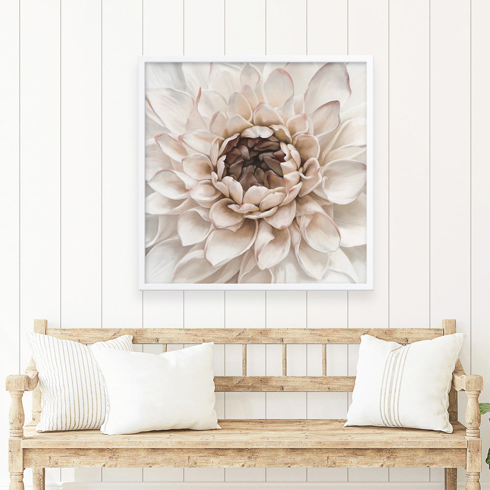 Shop Divine Dahlia IV (Square) Art Print a floral themed painted wall art print from The Print Emporium wall artwork collection - Buy Australian made fine art painting style poster and framed prints for the home and your interior decor room, TPE-496-AP