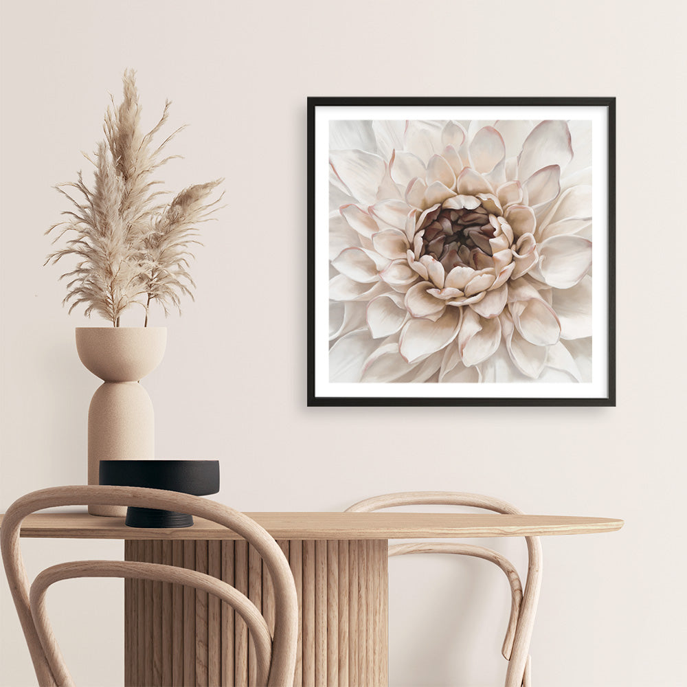 Shop Divine Dahlia IV (Square) Art Print a floral themed painted wall art print from The Print Emporium wall artwork collection - Buy Australian made fine art painting style poster and framed prints for the home and your interior decor room, TPE-496-AP