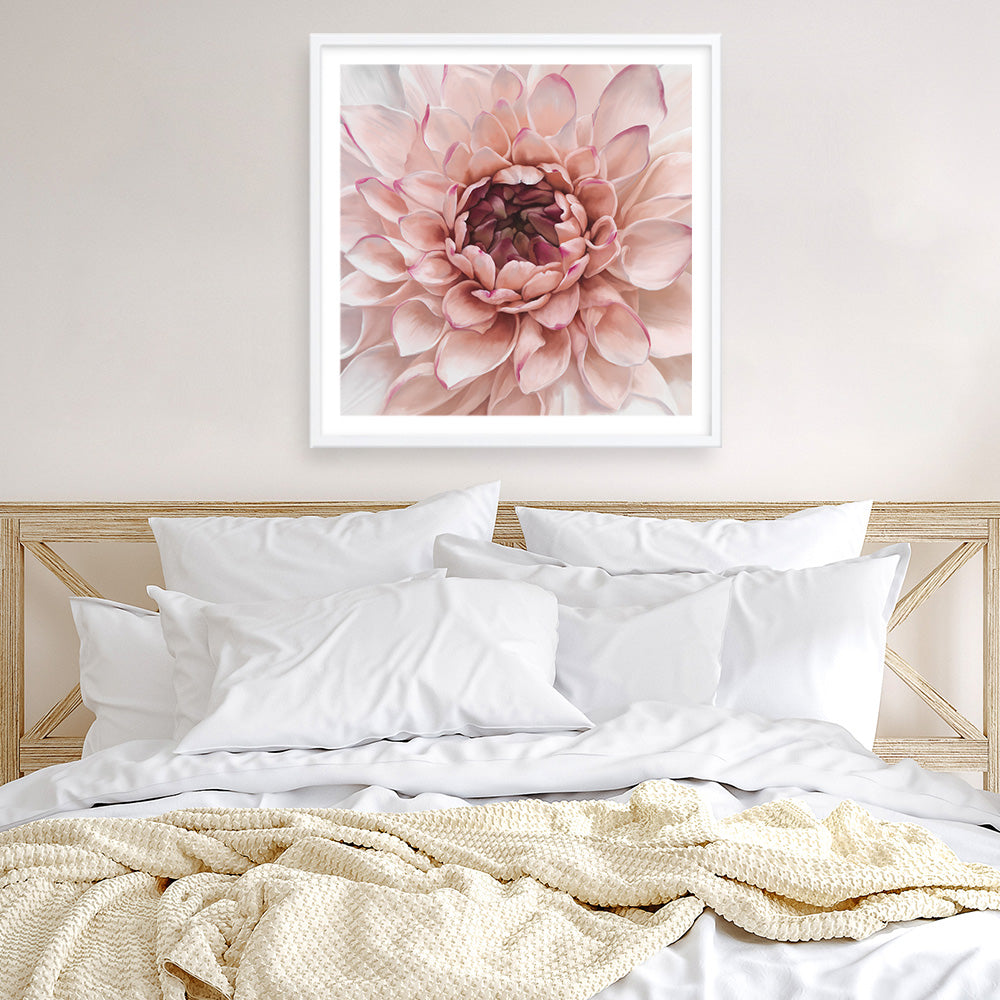 Shop Divine Dahlia (Square) Art Print a floral themed painted wall art print from The Print Emporium wall artwork collection - Buy Australian made fine art painting style poster and framed prints for the home and your interior decor room, TPE-205-AP